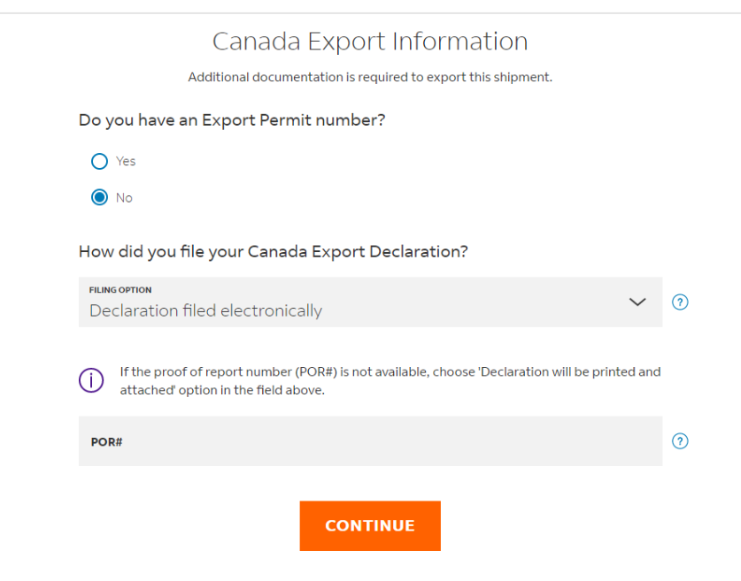 Canada Export Information