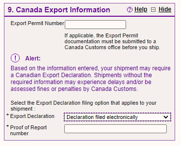 Canada Export Information