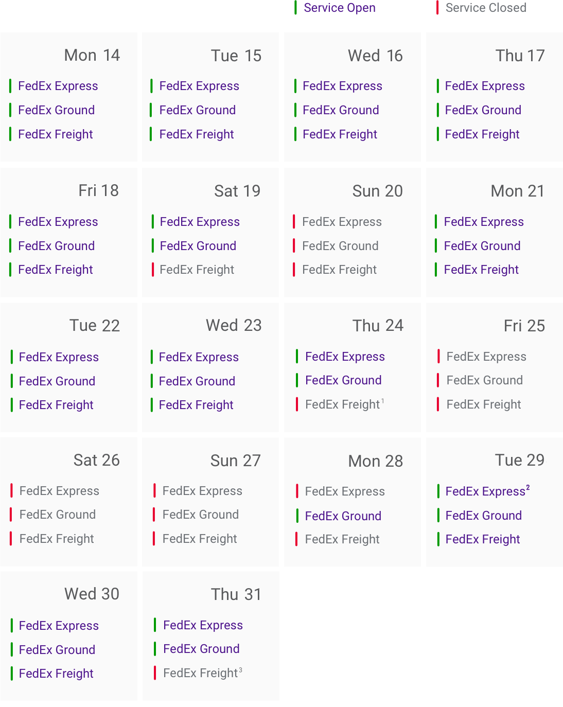 December 2020 Holiday Schedule