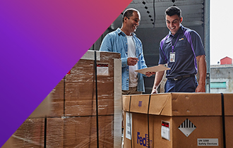 FedEx courier with customer