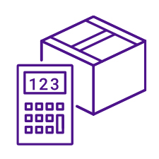 Calculater and shipping box icon