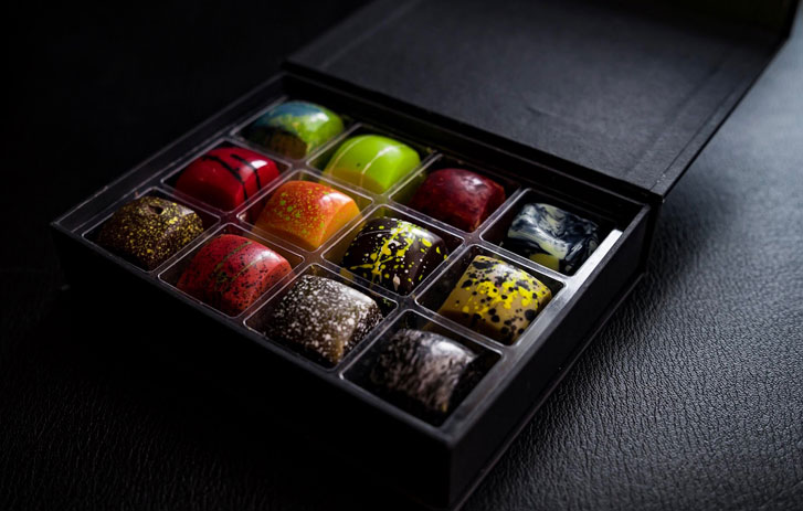 A photo of handcrafted designer chocolates from Philip Ashley Chocolates