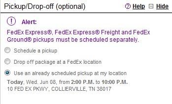 cost to arrange package pickup fedex