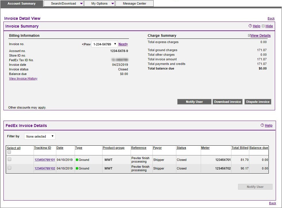 How To Use Billing Online Account Summary | FedEx