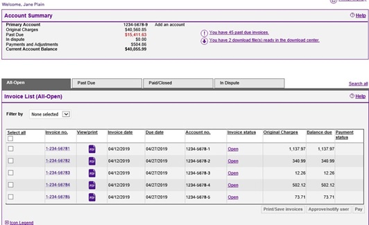 FedEx Billing Online Account Summary