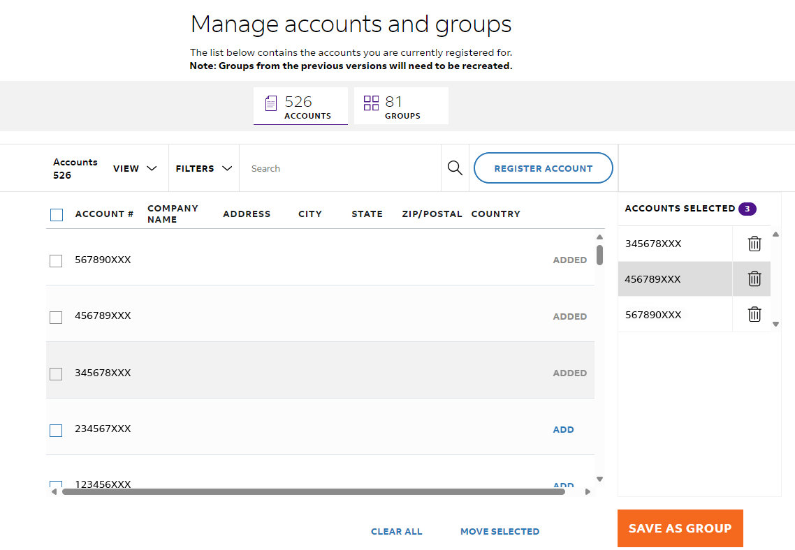 Enhanced account group creation process