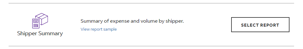 Shipper summary report to view expense and volume by shipper