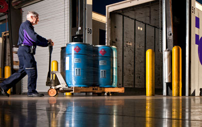 Driver moving pallet jack