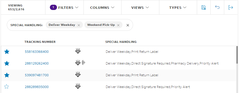 special handling  column with data