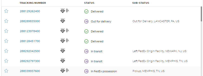 sub status column with data