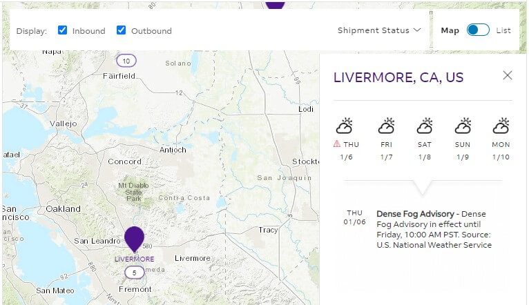 weather alerts shipment map