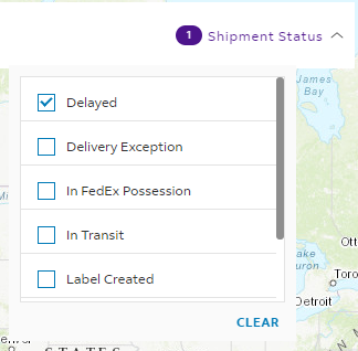 Delayed advisories shipment status filter