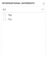 international shipments filter