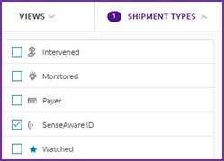 screenshot of shipment types SA ID