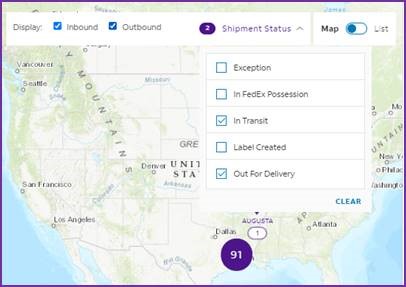 screenshot weather shipment status