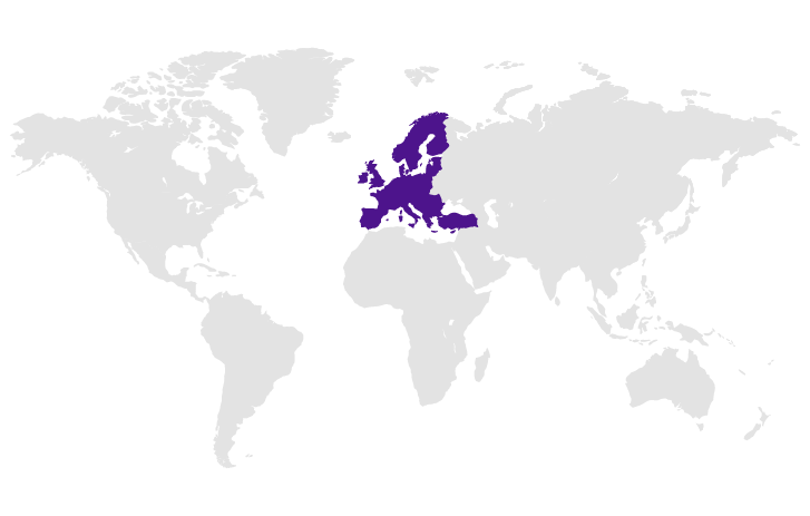 Mapa en el que se resalta Europa