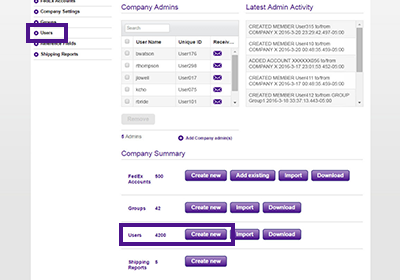 How can I create a new user for managing my shipping account?